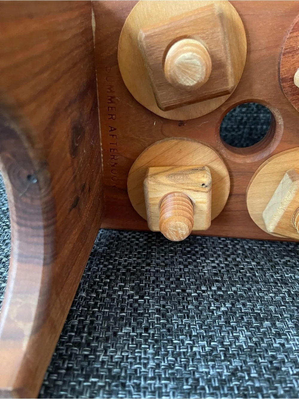 Wooden Montessori Push-Down Toy - Natural Brown